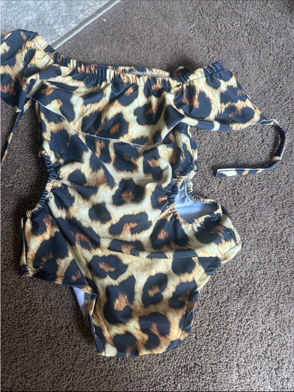 Leopard Print One-Piece Swimsuit for Kids - Yellow/Black - Picture 3 of 4